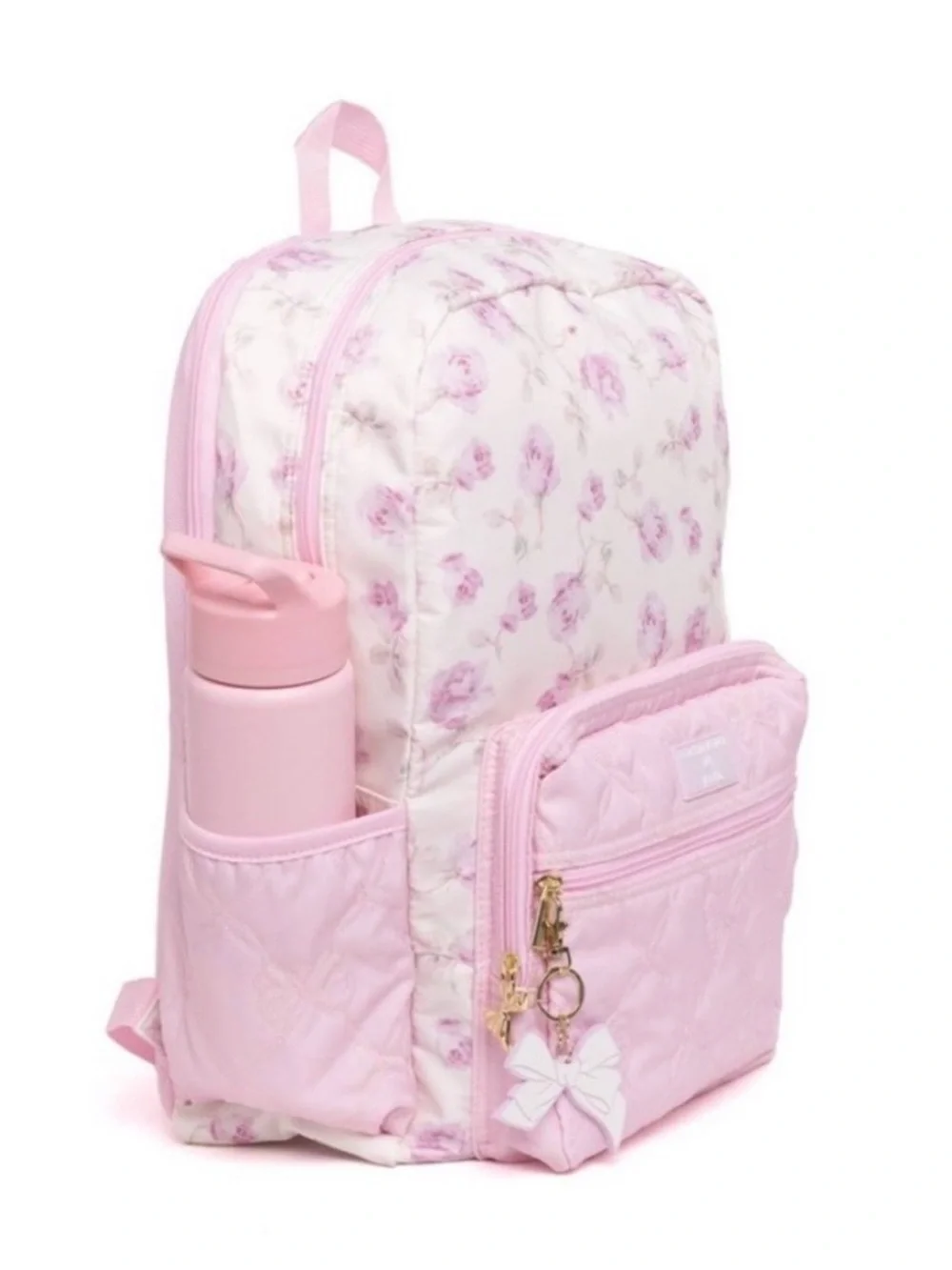 Pink Floral Kids Backpack - Soft Pink Floral Pattern